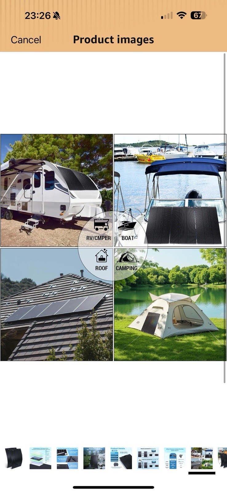 Flexible Solar Panel 200W, 18V 100W Ultra Lightweight Monocrystalline Bendable