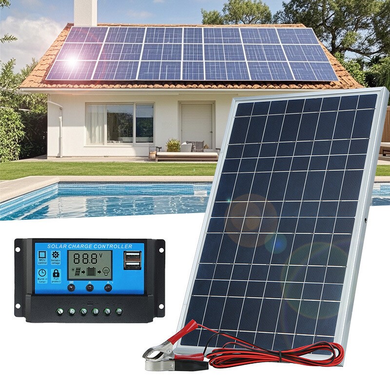 10W Solar Panel 12V Solar Battery Trickle Charger 100A W/ Controller Maintainer