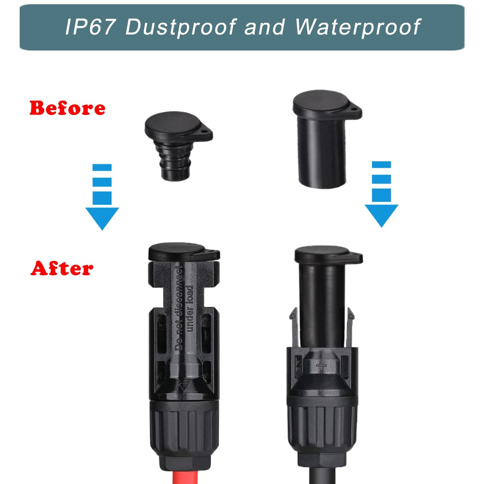 Solar Connector Caps, IP67 Panel Cap Weather 10-Pack