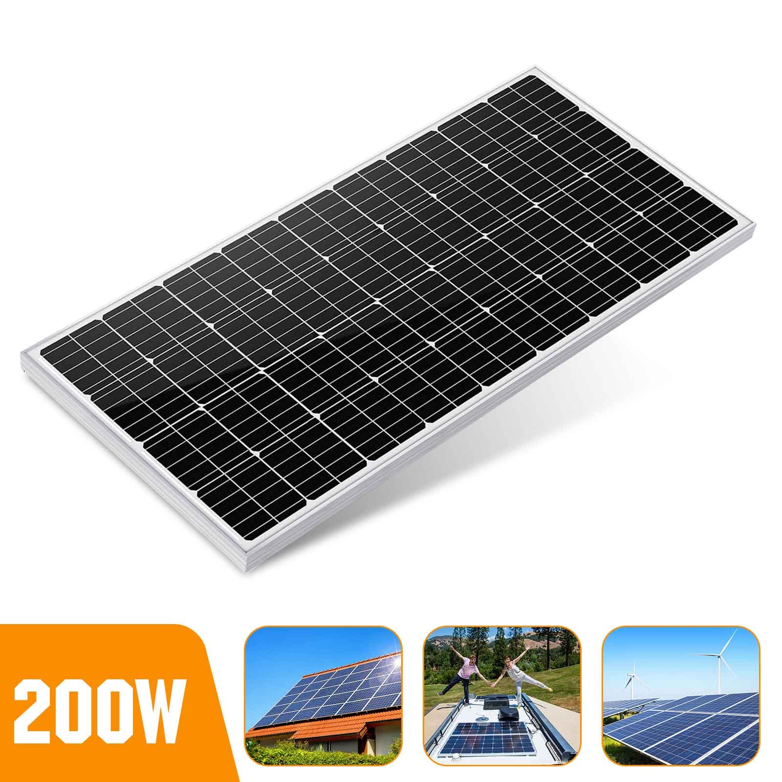 NEW 200W 12V Solar Panel High Efficiency Moncrystalline Module For RV Boat Home