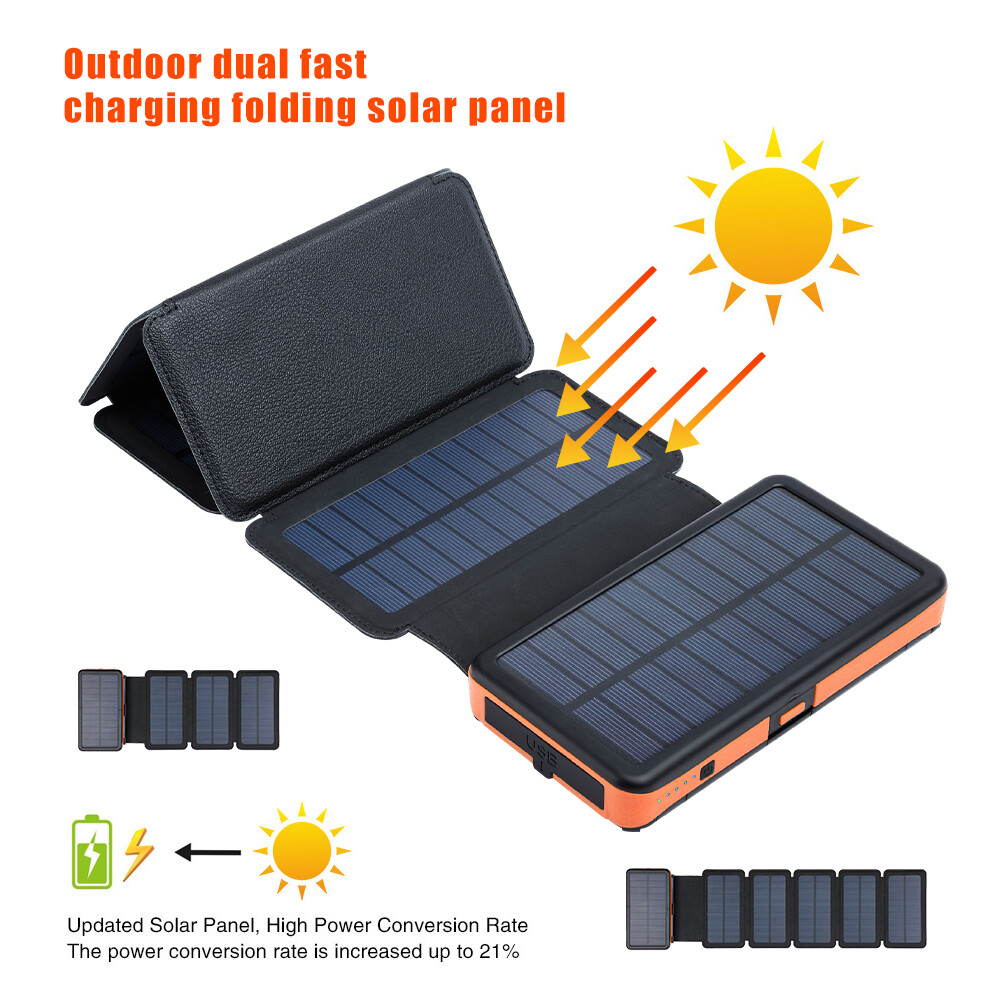 46800mah Portable Solar Mobile Phone Charger Panel Power Bank Waterproof Outdoor