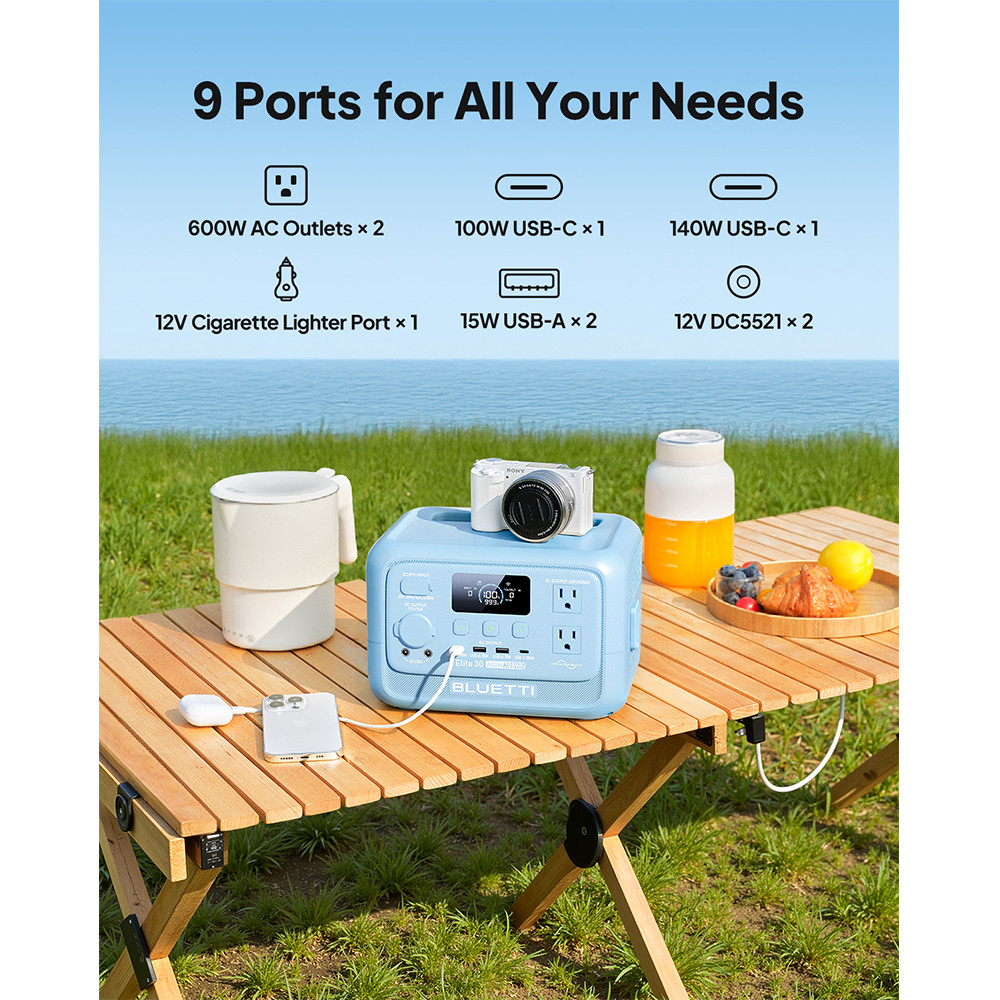 BLUETTI Elite 30 V2 288Wh Blue Portable Power Station Generator for Outdoors