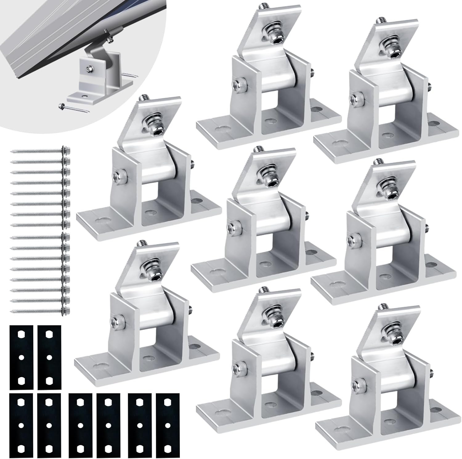 Solar Panel Mounting Brackets, 8PCS Adjustable RV Solar Panel Mount, Tilt Angle