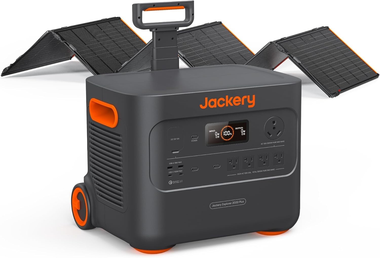 Jackery Explorer 2000 Plus Black Portable Power Station with 500W Solar Panel