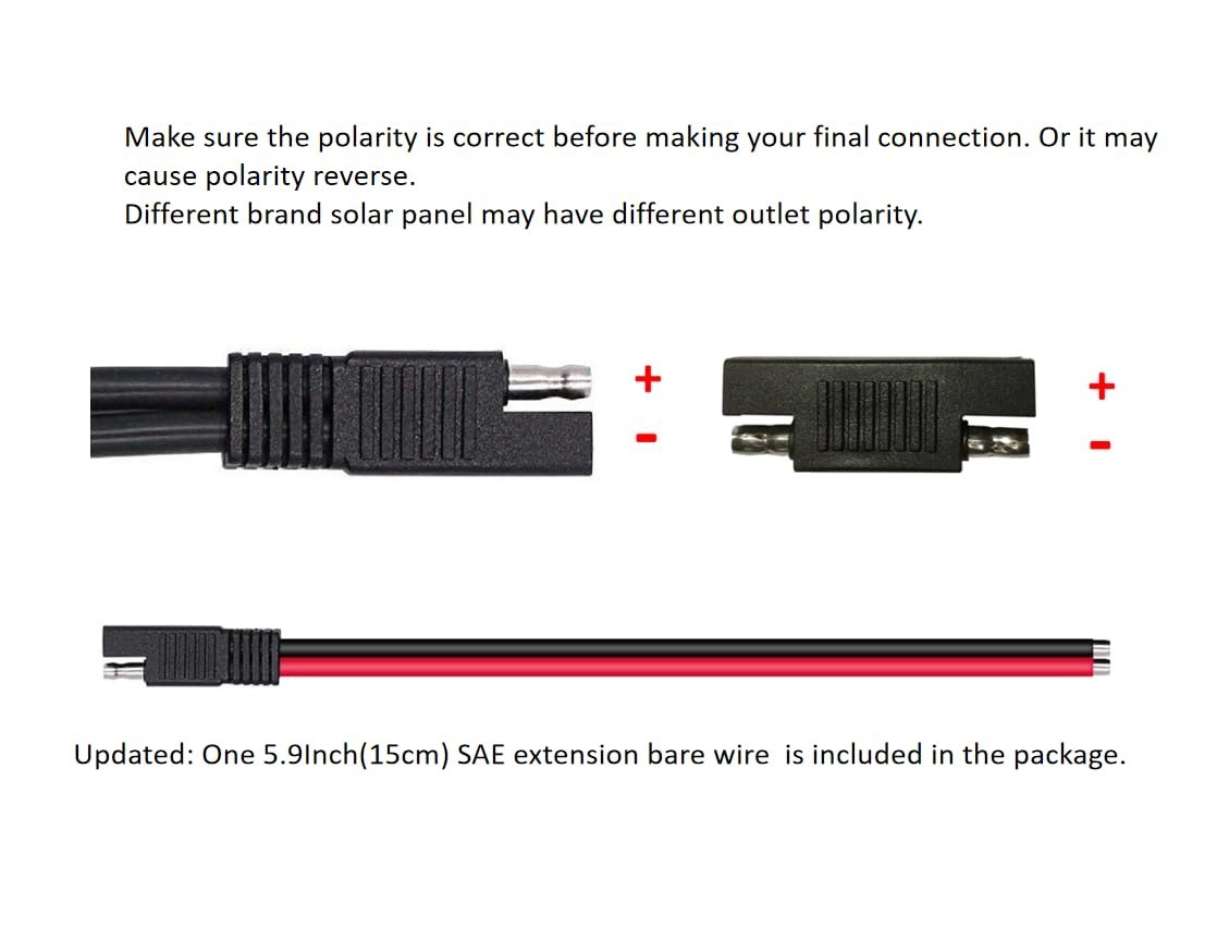 Solar Panel Connectors 10AWG MC-4 SAE Adapter PV Extension Cable for Solar Pa…
