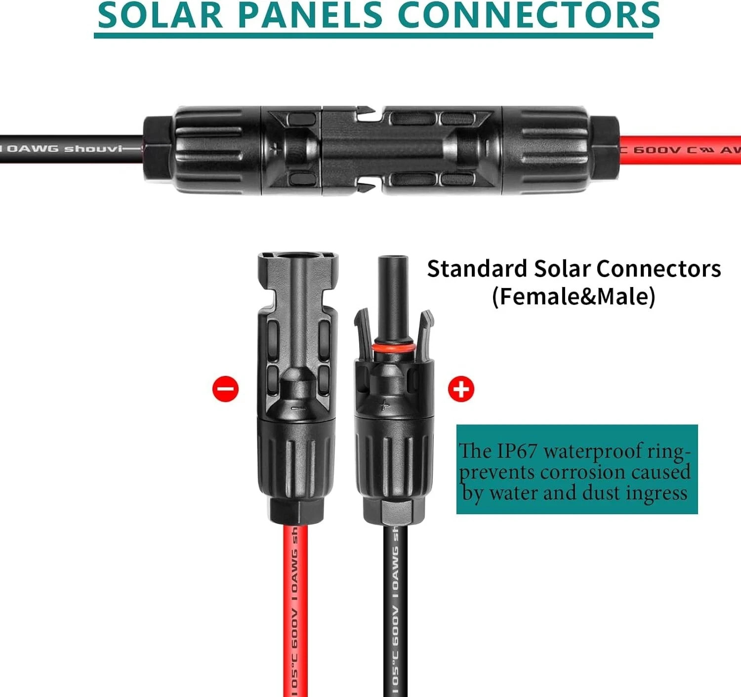 10AWG Tinned Copper Wire Xt60I to Solar Panel Connector Extension Cable 25FT – H