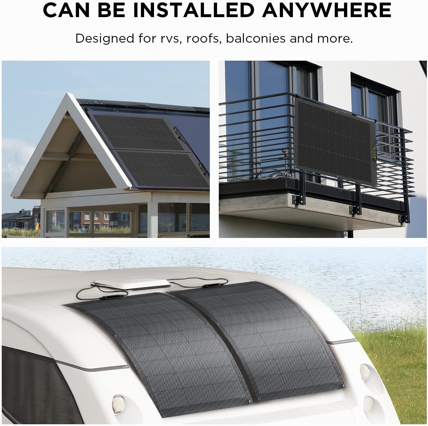 ECOFLOW 100W Outdoor IP68 Flexible Solar Panel High Efficiency Roof Solar Module