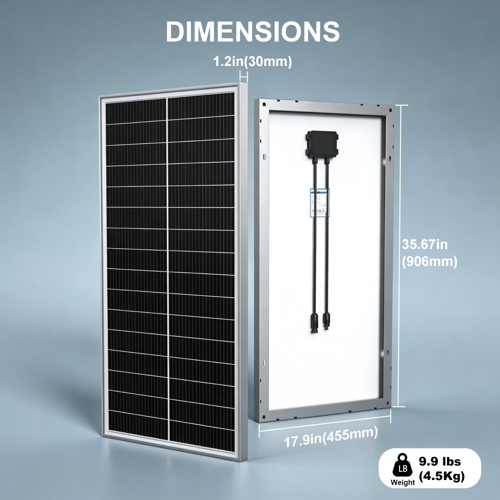 ACOPOWER 75W 12V Solar Panel, N-Type 25.4% High Efficiency Monocrystalline