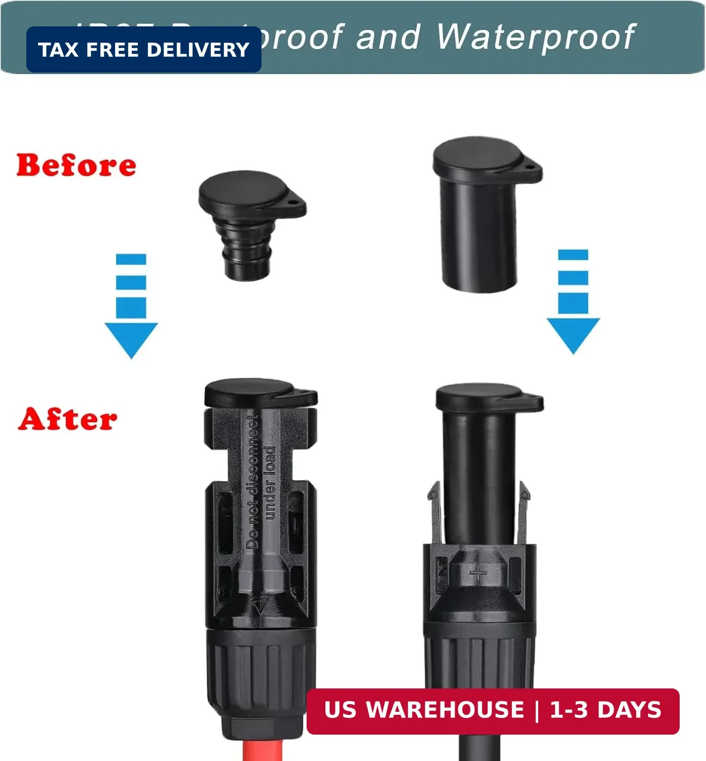 Solar Connector Caps, IP67 Solar Panel Connector Cap Weather Resistant Dust Male