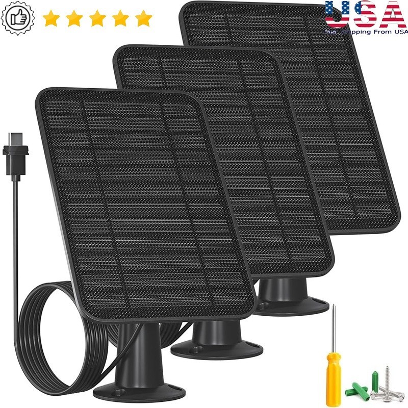 5W Solar Panel Blink Outdoor Camera Continuous Power 360° Adjustable Mount 3 Pk