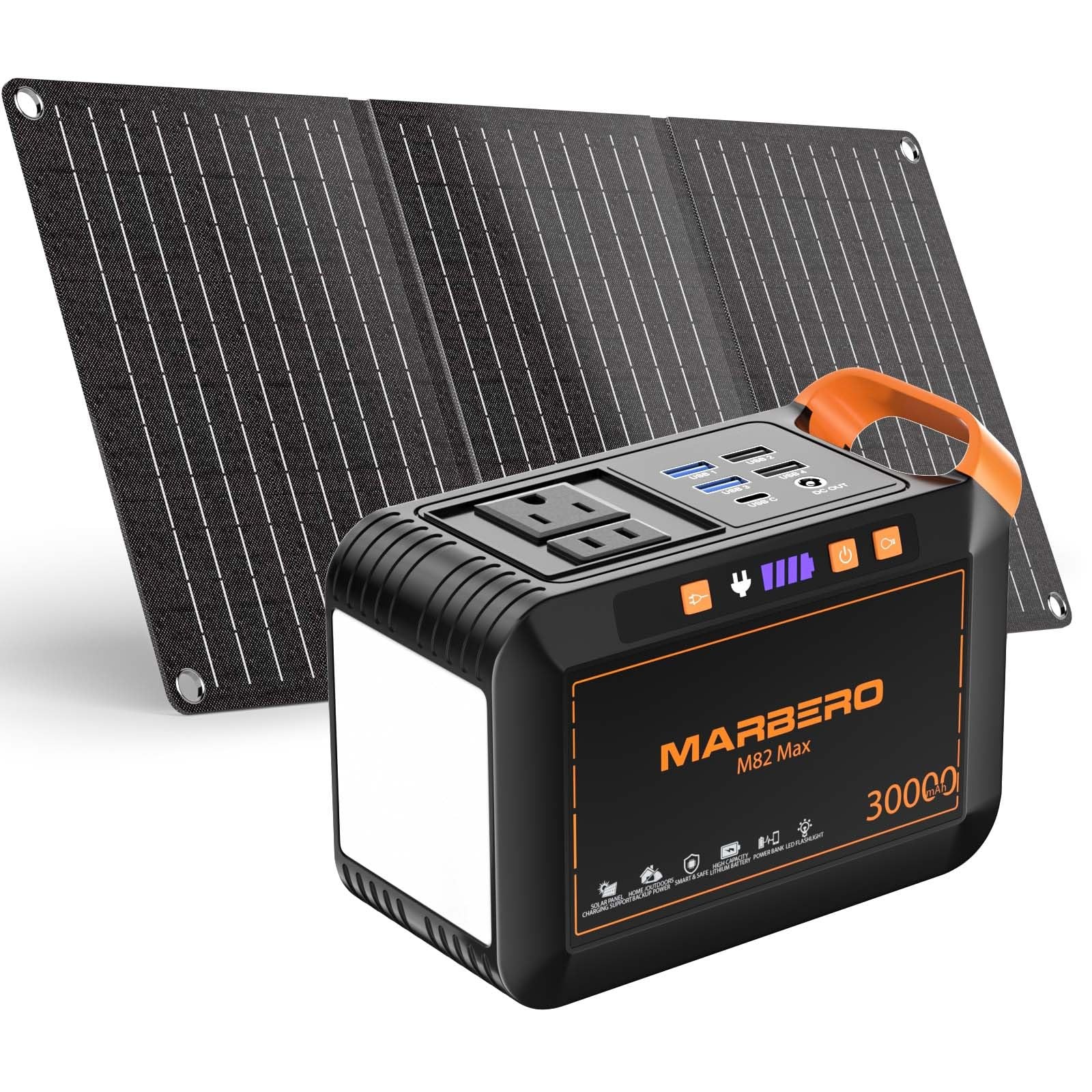 MARBERO Solar Generator 111Wh Portable Power Station with Solar Panel 30W Inc…