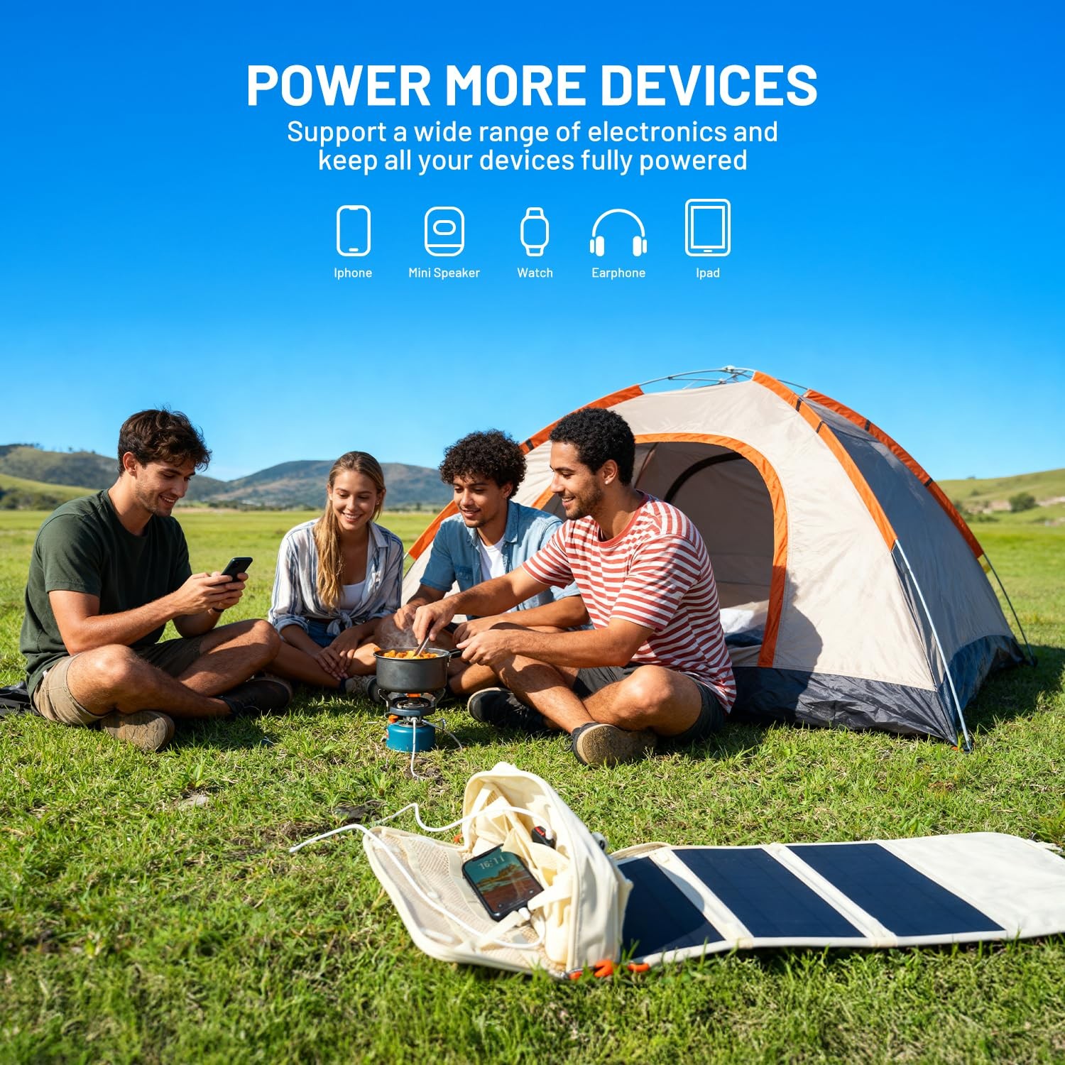 Litheli 24W Portable Solar Panel Charger Foldable Waterproof USB-C USB-A Camping