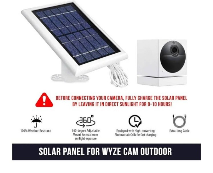 WASSERSTEIN Solar Panel Charinng solution for Wyze Cam Outdoor, White