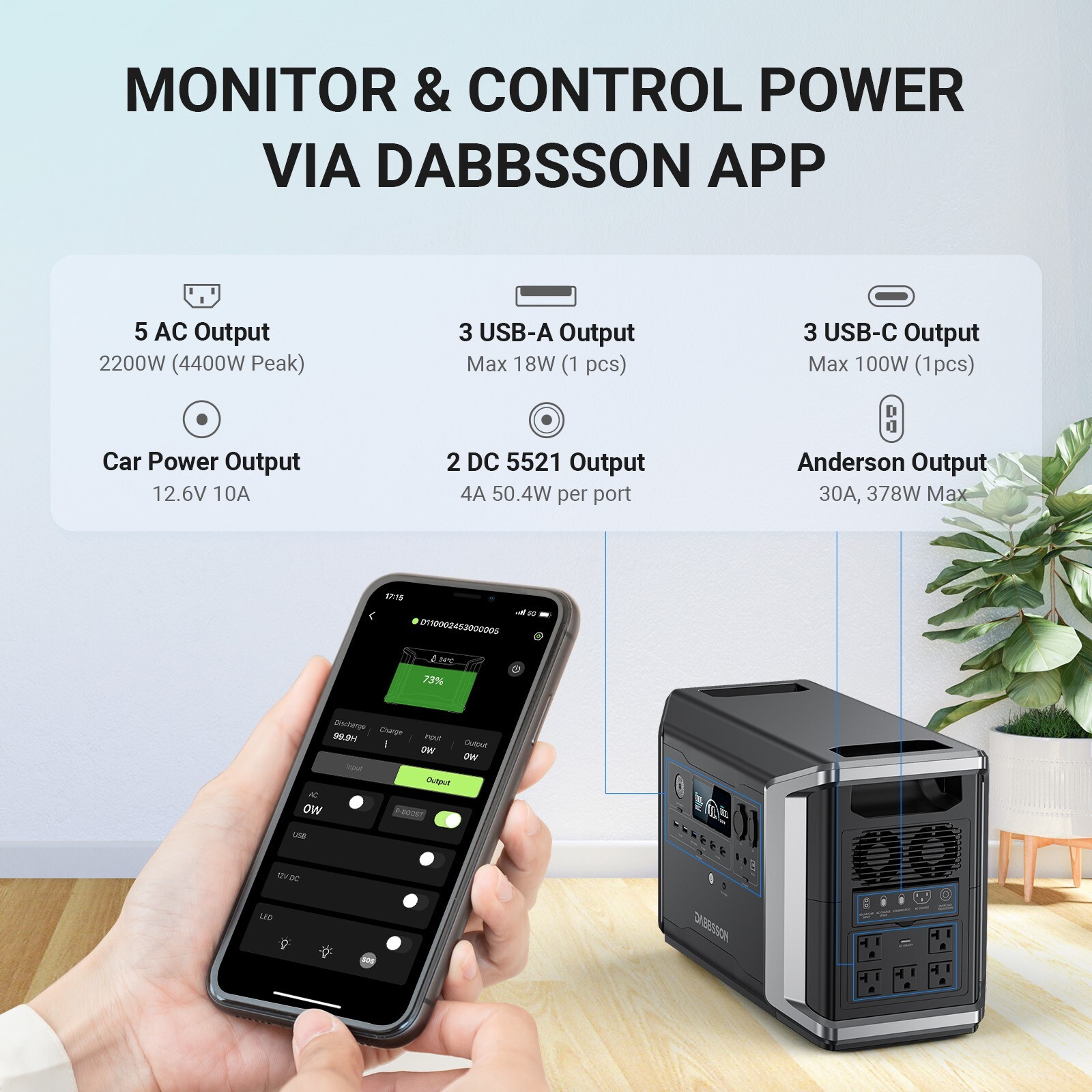 Dabbsson DBS2300 Plus Power Station LFP Solar Generator Max 16660Wh AC Outlets