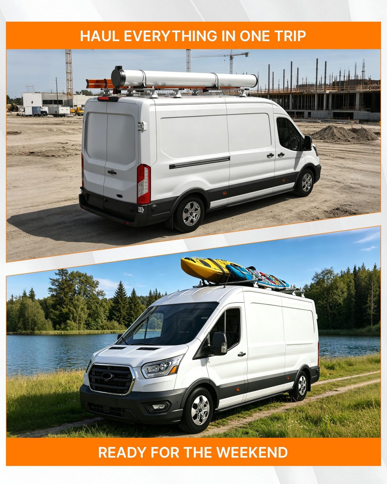 MELIPRON Aluminum Van Roof Rack Fit for Ford Transit, Ram Promaster, Nissan N…