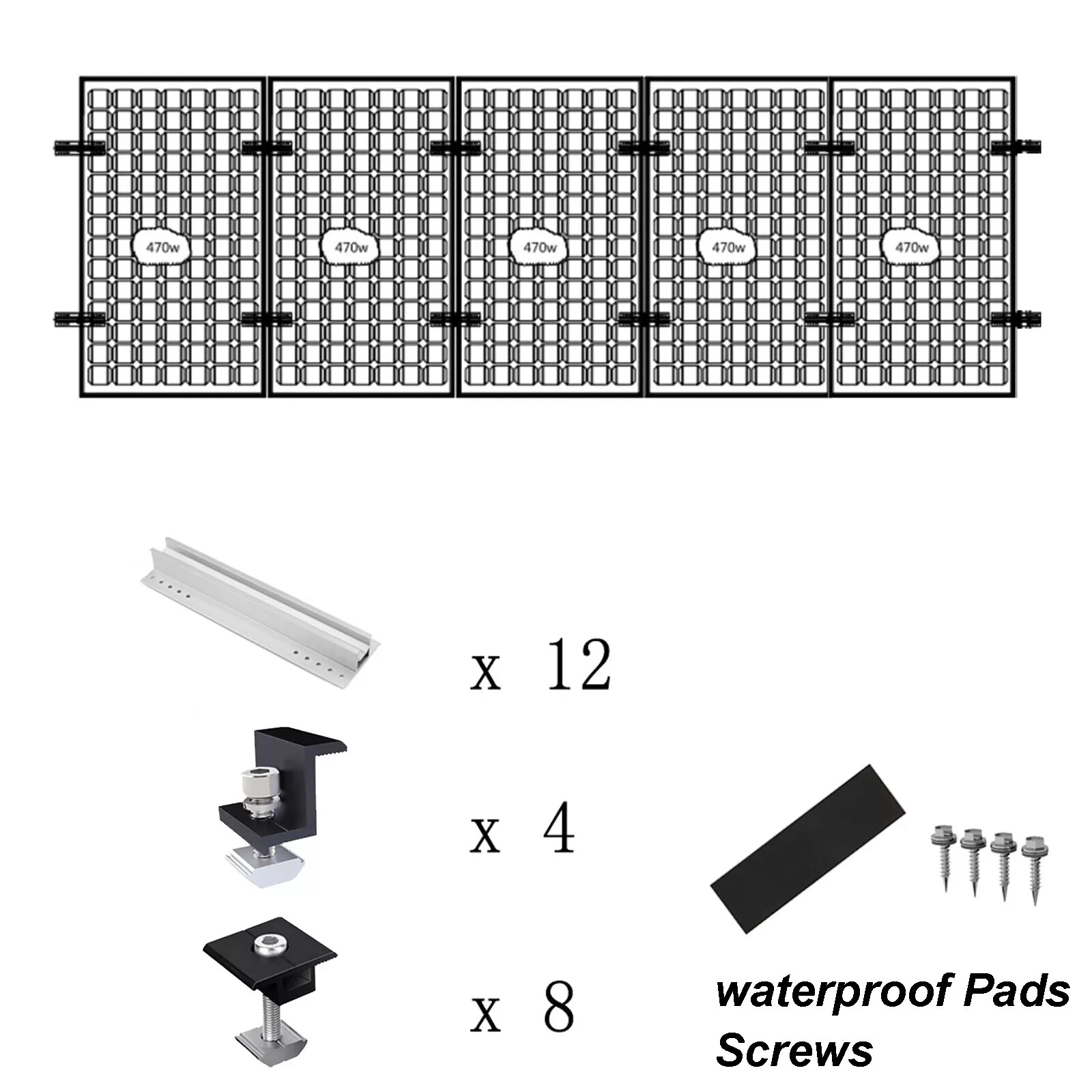 Solar PV Panel Mounting Rail Aluminium Roof Fixing End/Middle Clamp