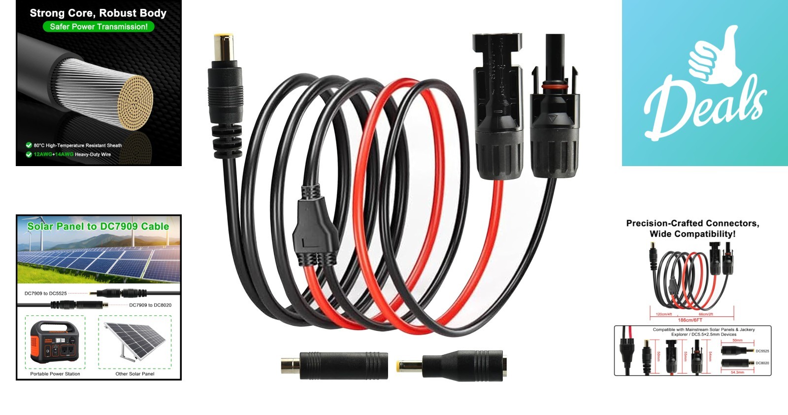 300V Heat Resistant Solar Extension Cable Kit – Ideal for RV and Industrial Use