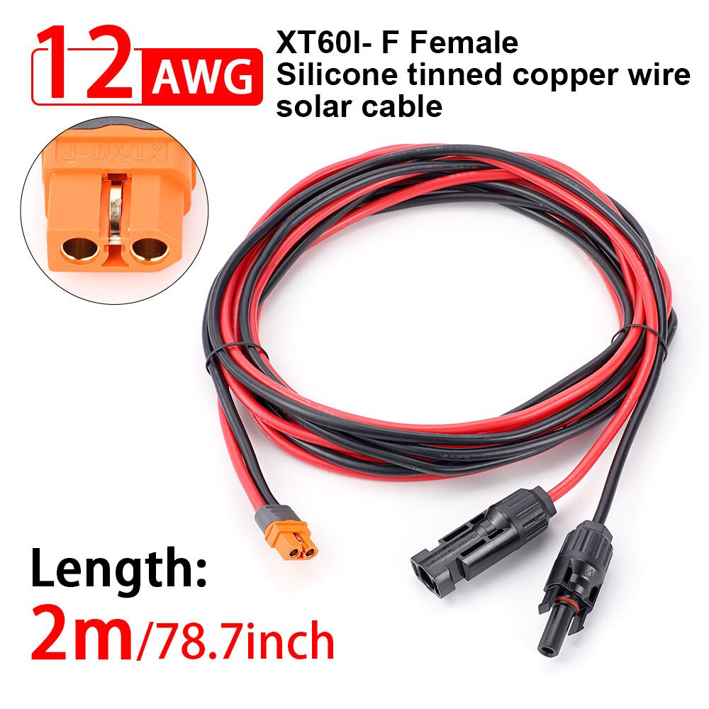 12 AWG XT60i Female to Solar Panel Extension Cable Connector Charging Cable