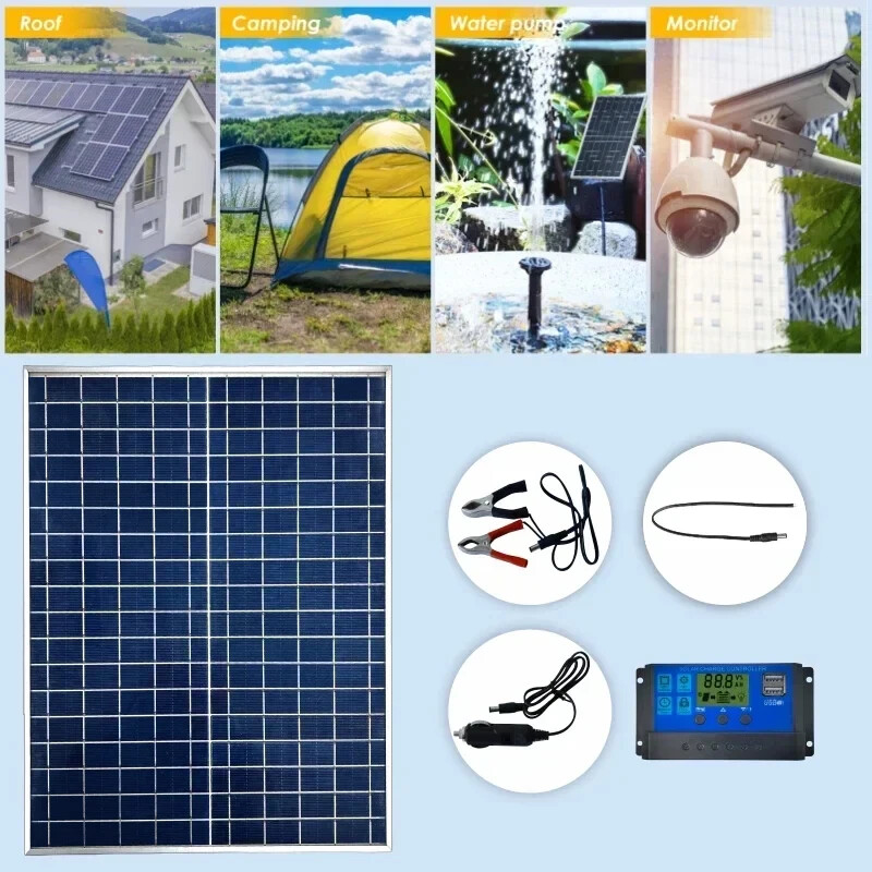 1000W 500W 12V Photovoltaic Solar Panel Kit 100A Controller Solar Panel Charger