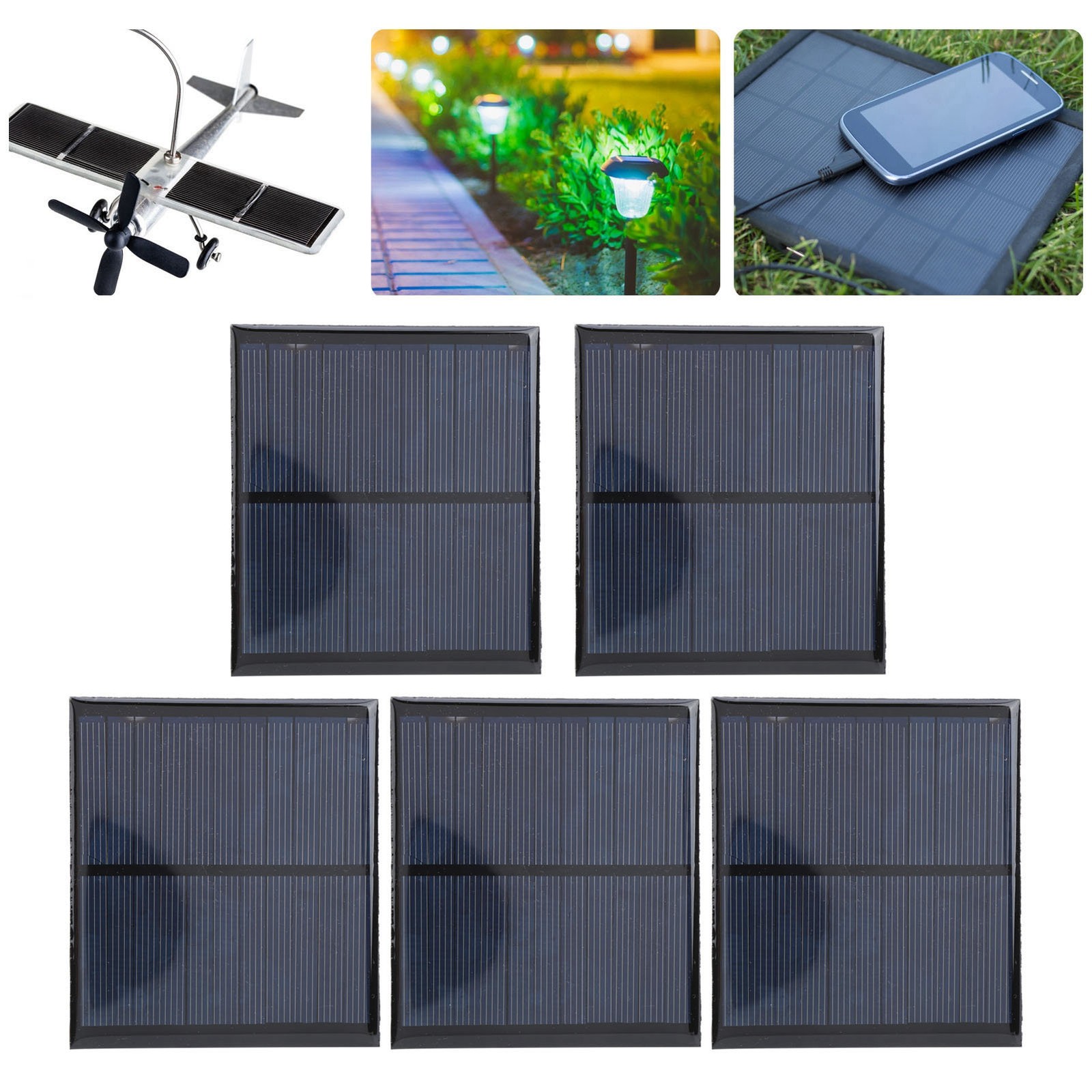5Pcs Mini Solar Panel Board Module + 30CM Red And Black Wire DC5.5V 160mA