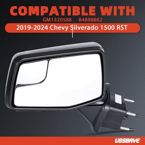 Left Side Mirror for 2019-2025 Chevy Silverado 1500 RST 15 L – 15 Pins & PTM