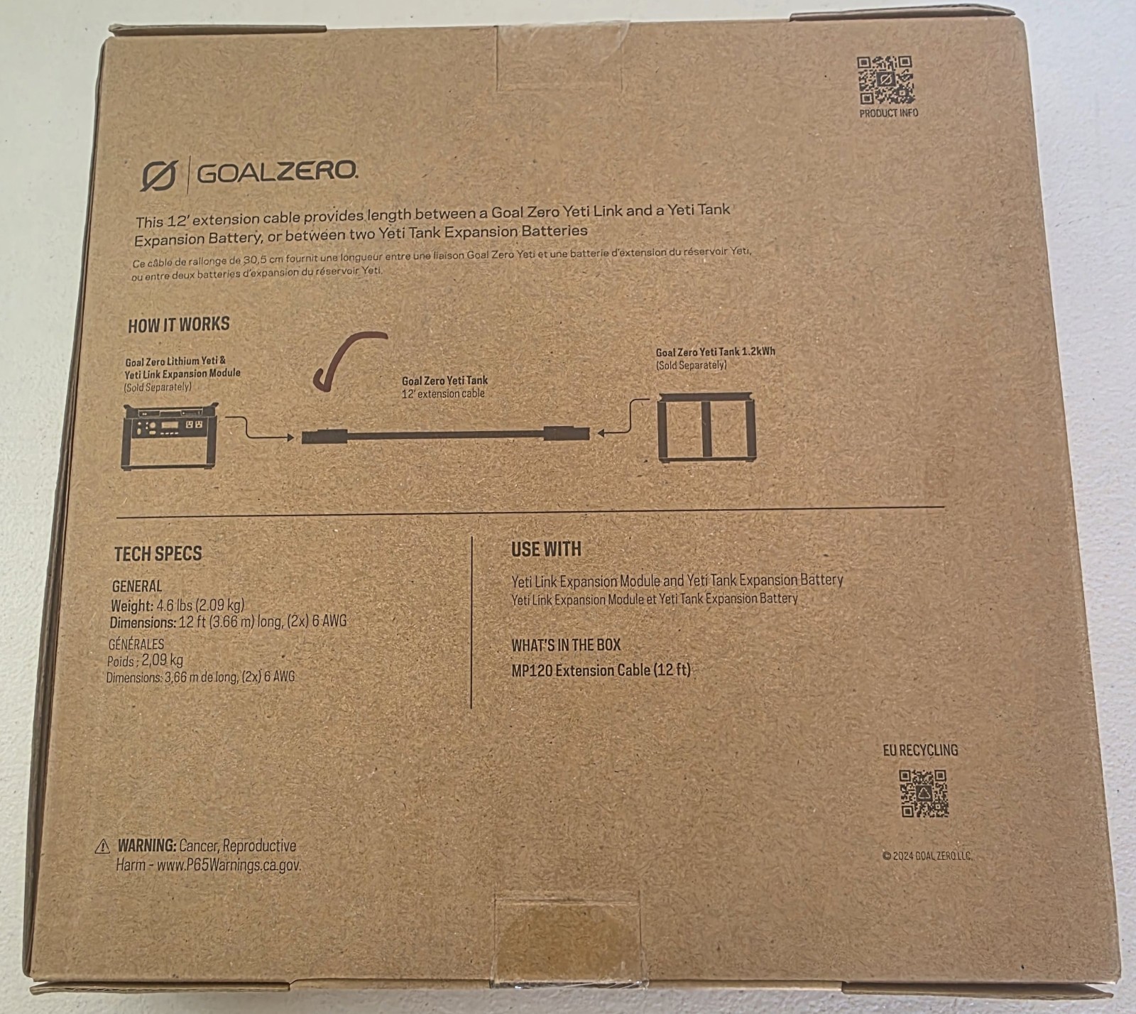 Goal Zero MP120 Extension Cable 12 ft