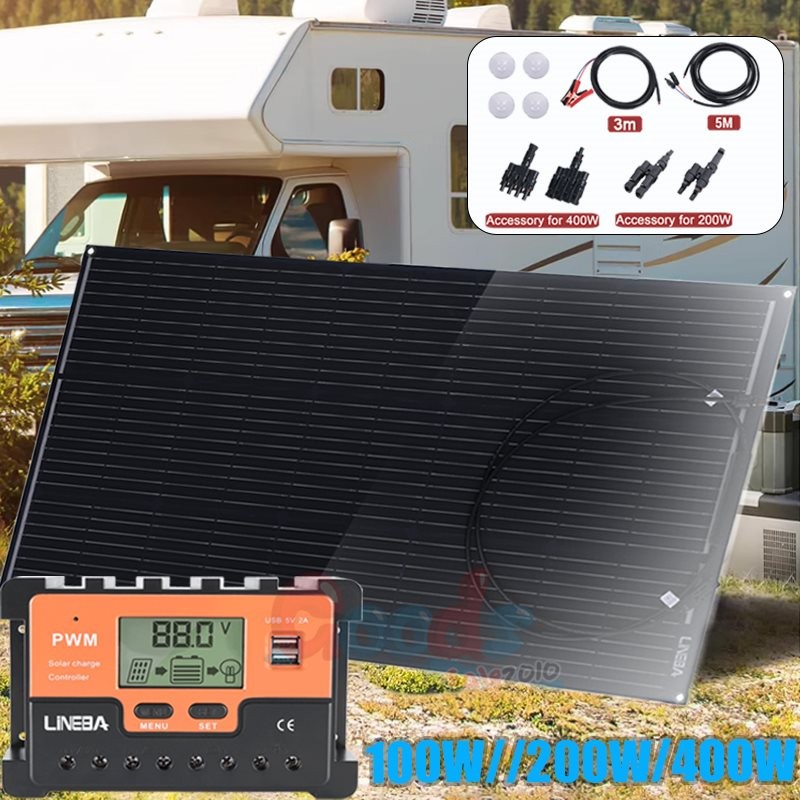 400W Flexible Solar Panel Mono 12V Portable Power Camping Home RV Battery Charge