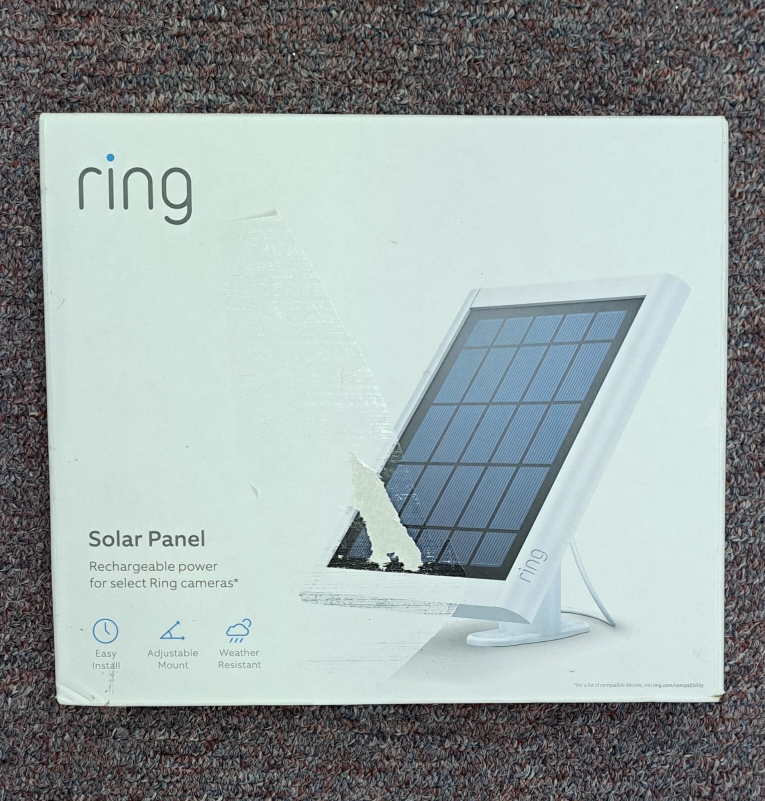 Ring Solar Panel Rechargeable Power for Ring Devices -open box b921