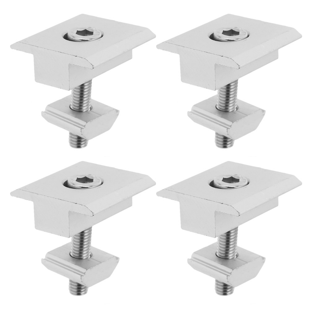 4Pcs Aluminum Solar Panel Mid Clamps Durable Metal Mounting Hardware Silver