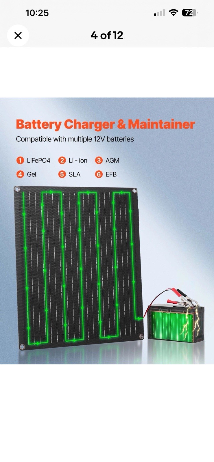VEVOR Solar Battery Charger Maintainer 30W 12V Solar Panel Trickle Charging Kit