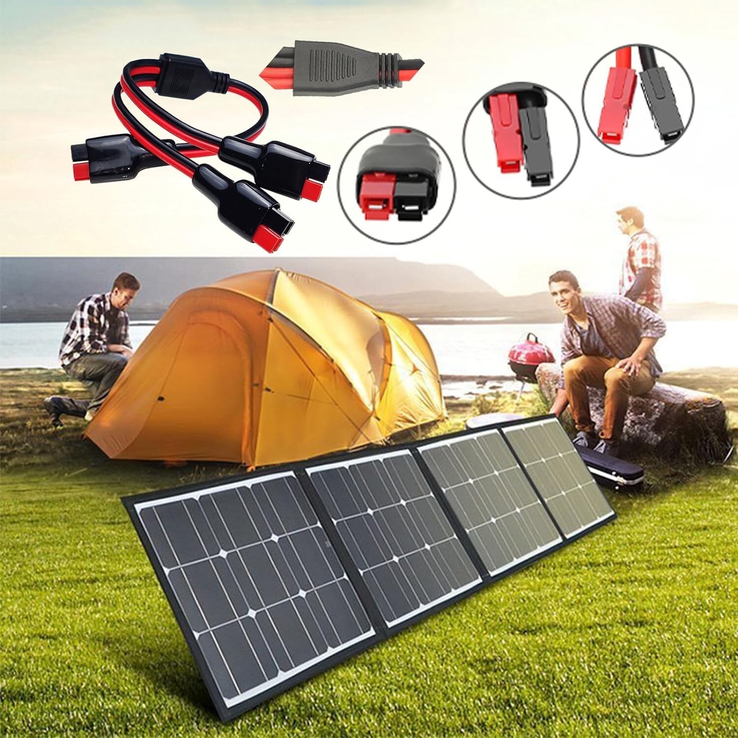 Solar Panel 1 to 2 Splitter Cable for Portable RV Generator Power Station 14AWG