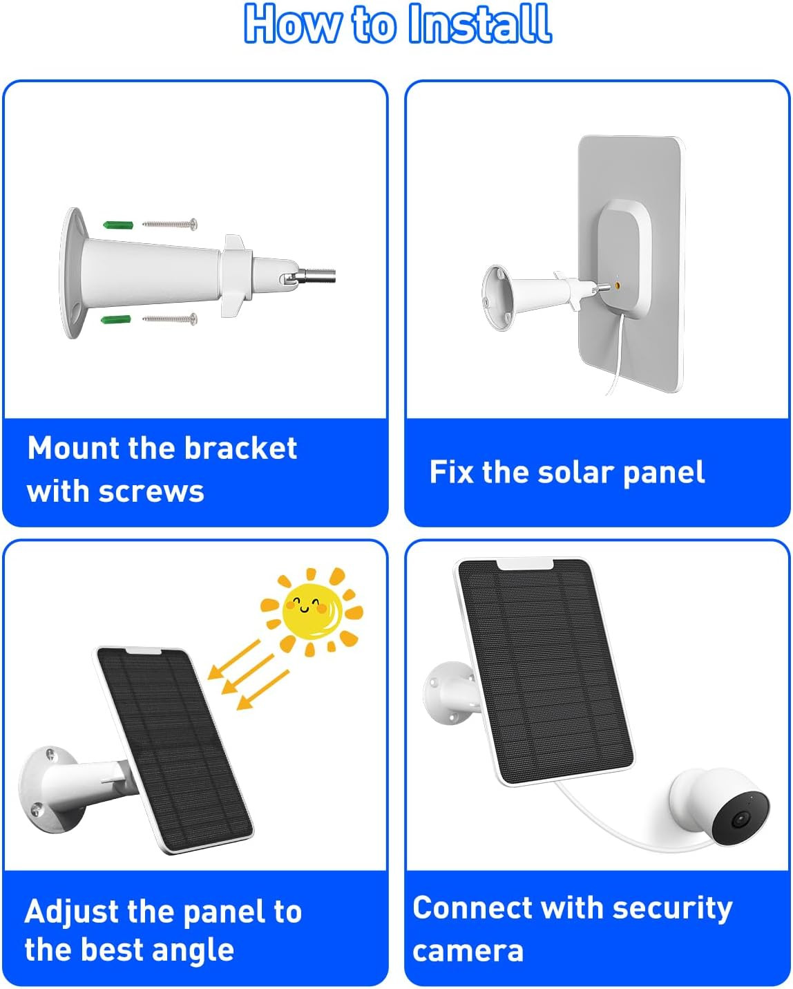 Premium Solar Panel for Google Nest Camera, 5W Camera Solar Panel Power for Goog