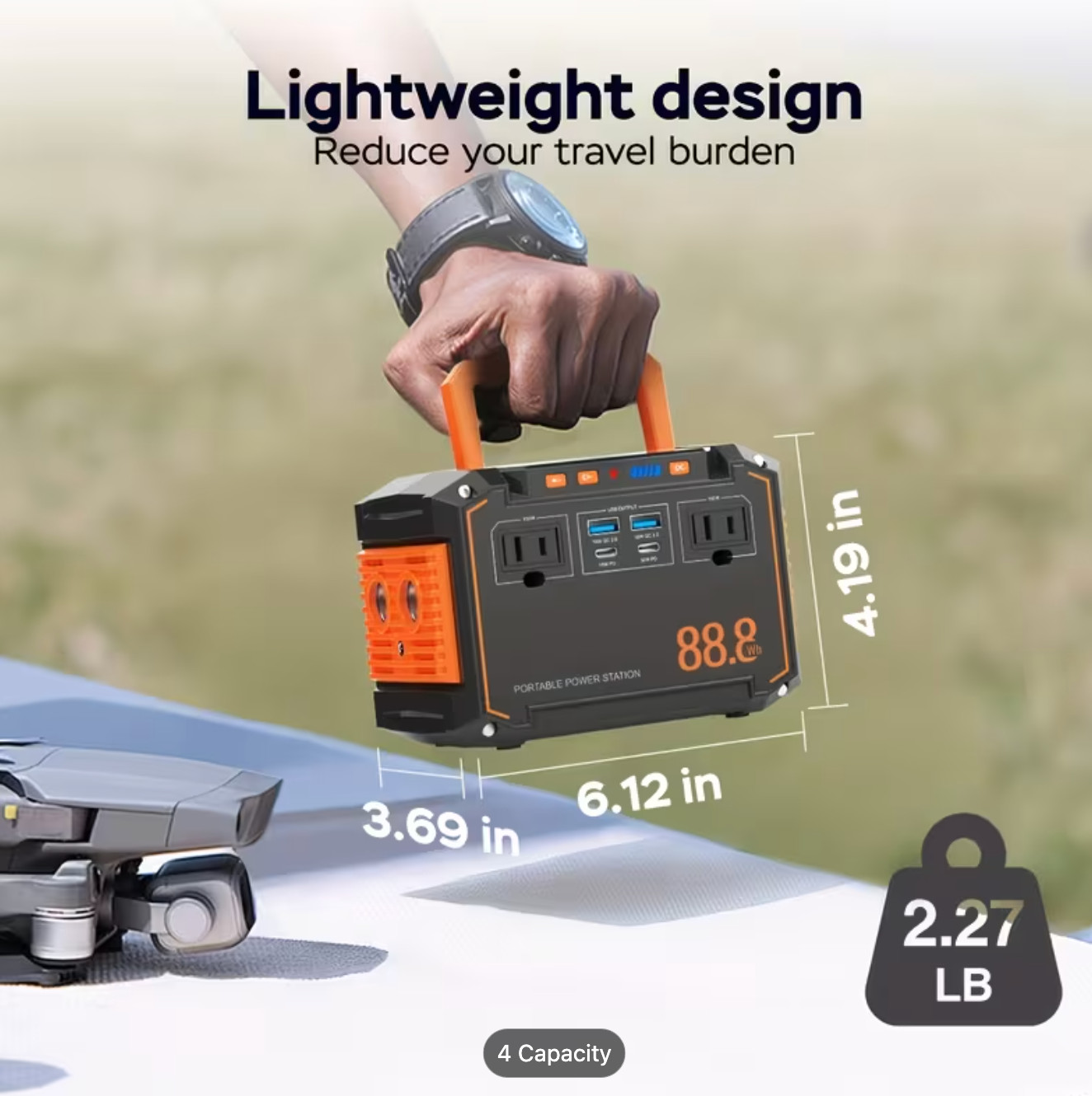 88.8WH Solar Generator Portable Power Station with 30W Solar Panels, 24000mAh
