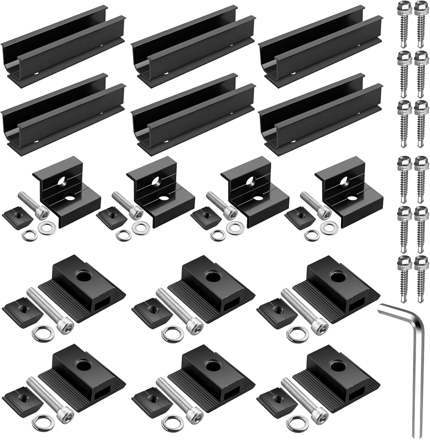 Solar Panel Mounting Brackets, Included 10 X 4.72 in Rails + 4 End Clamps + 6 Ce
