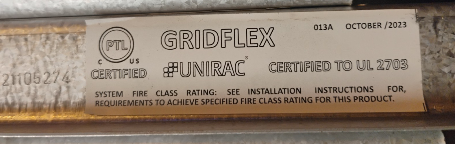 Unirac Solar Gridflex Mid Rail, Mill 4′ -9.5″ – Fast Ship