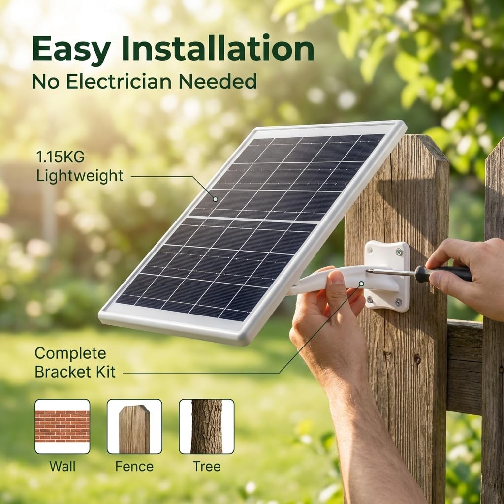 8W Solar Panel with 12000mAh Battery, 5V/12V USB C & DC Dual Output, IP65 Wat…