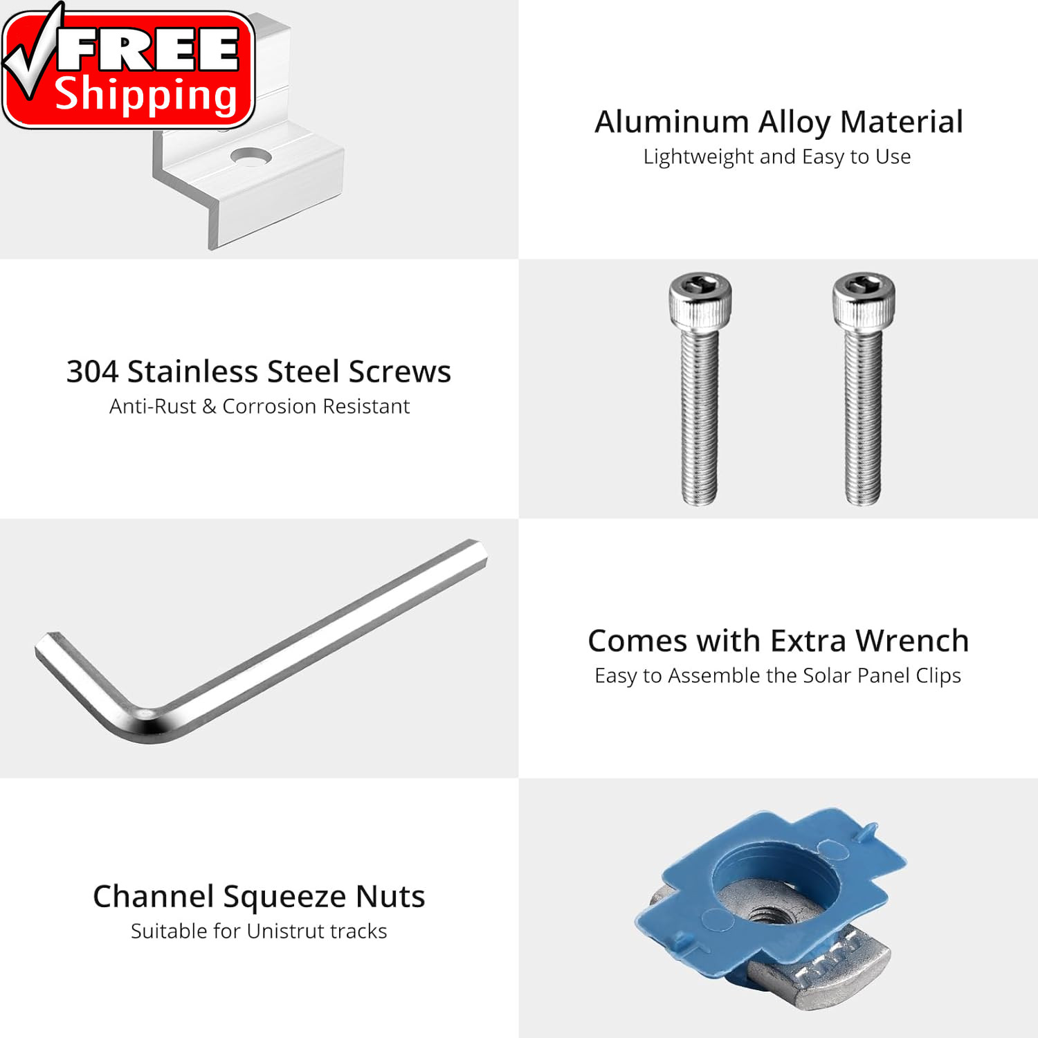 10Pcs Solar Panel End Clamp for Standard Unistrut, Aluminum 30Mm/35Mm Solar Pane