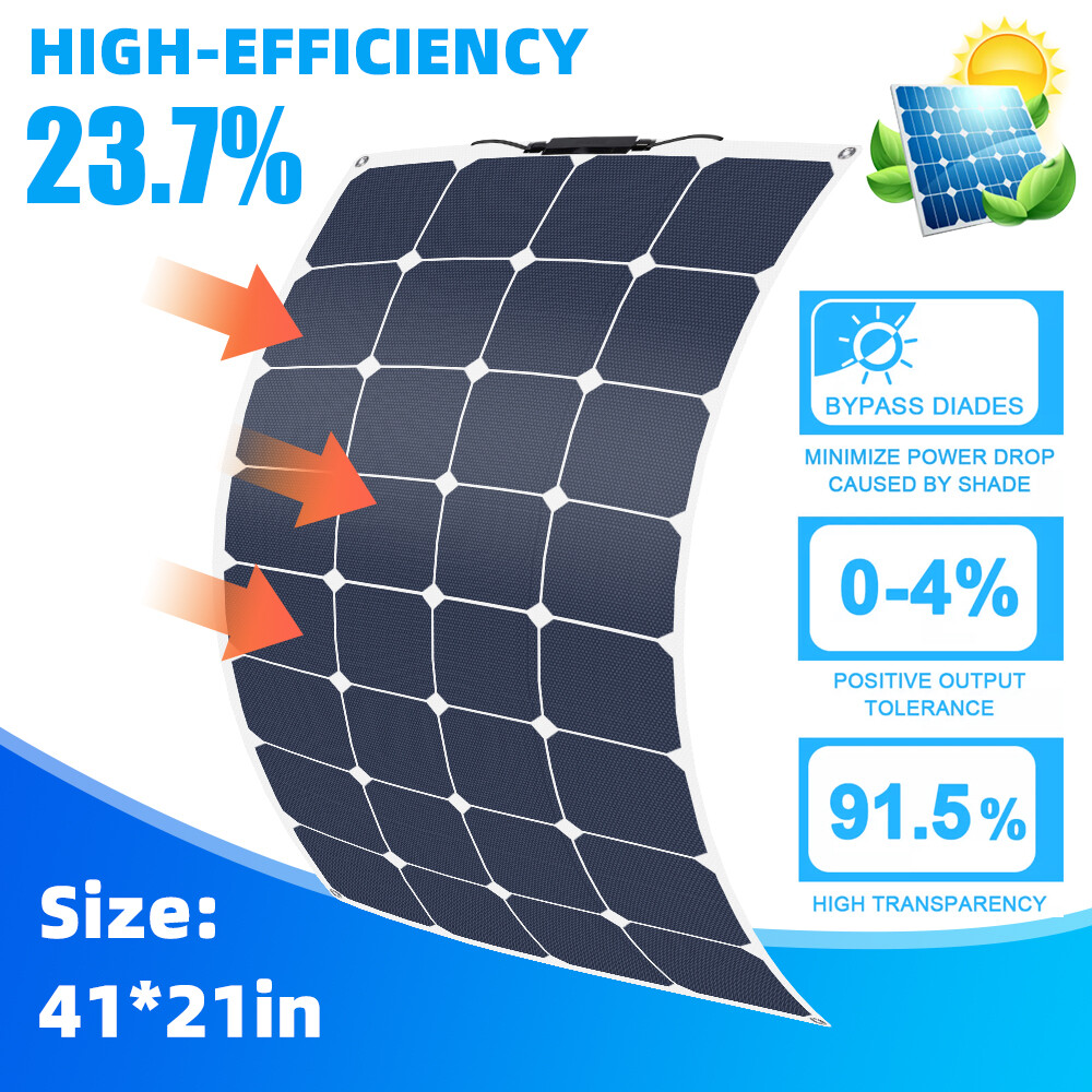 100W 200W 300W Flexible Mono Solar Panel 12V Portable for RV Camping Home Boat