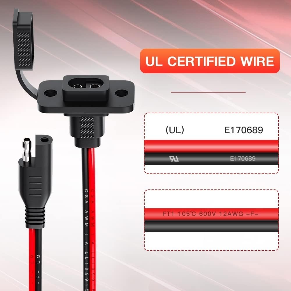 Versatile SAE Flush Mount Connector Set for Solar Generators & Vehicles – 1.15ft