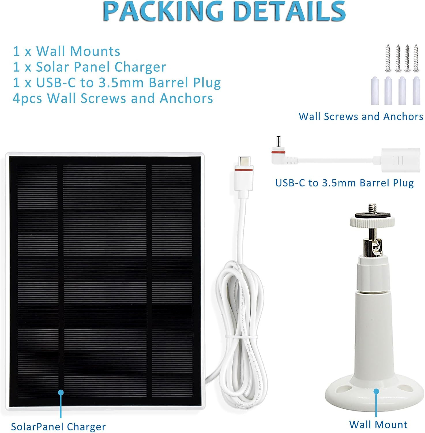 4W Solar Panel for Ring Outdoor Cameras,1Pack Solar Panel Compatible with All Ne
