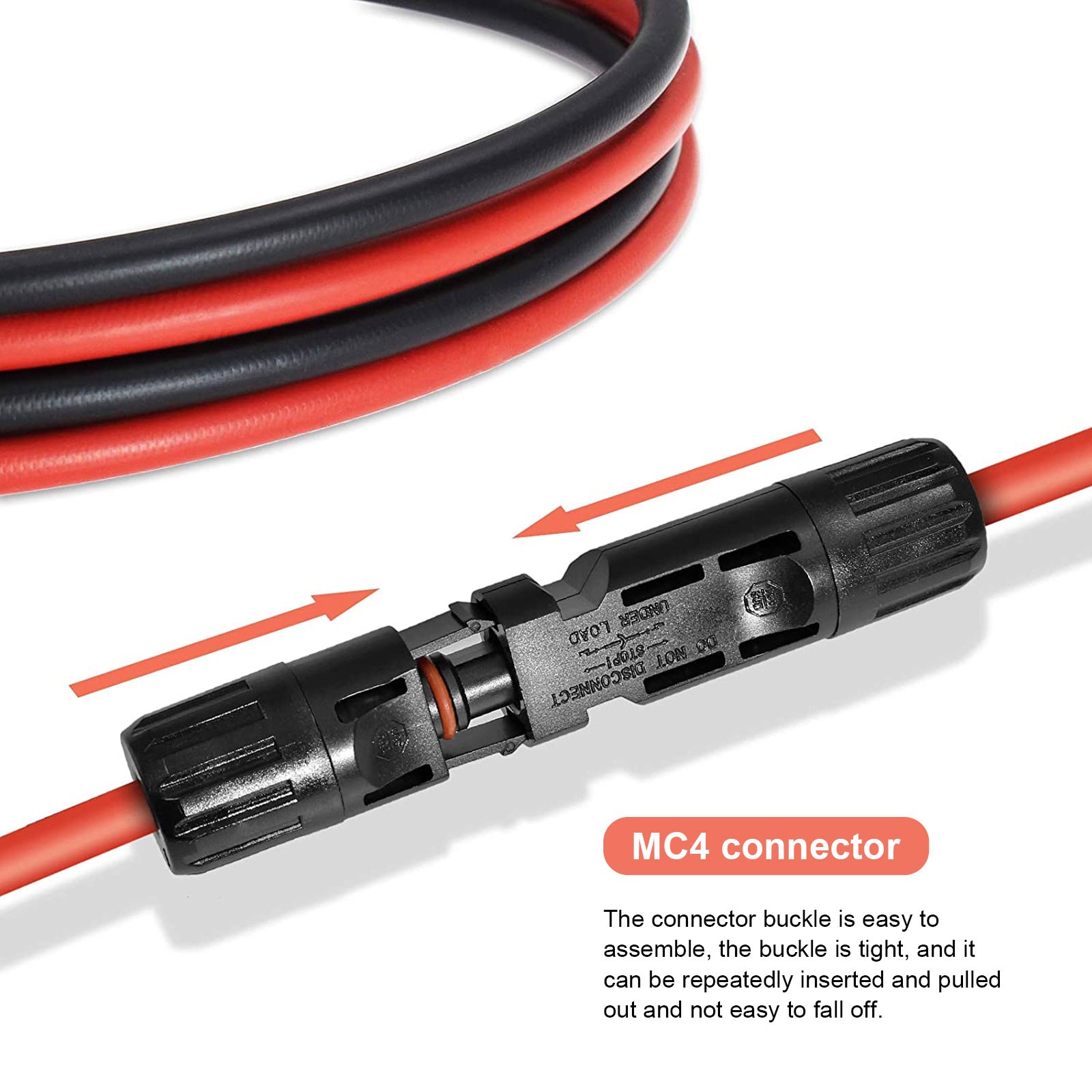 3/10/16.5/32.8/49.21 Ft Solar Panel Extension Cable Flexible Wire Connectors PV