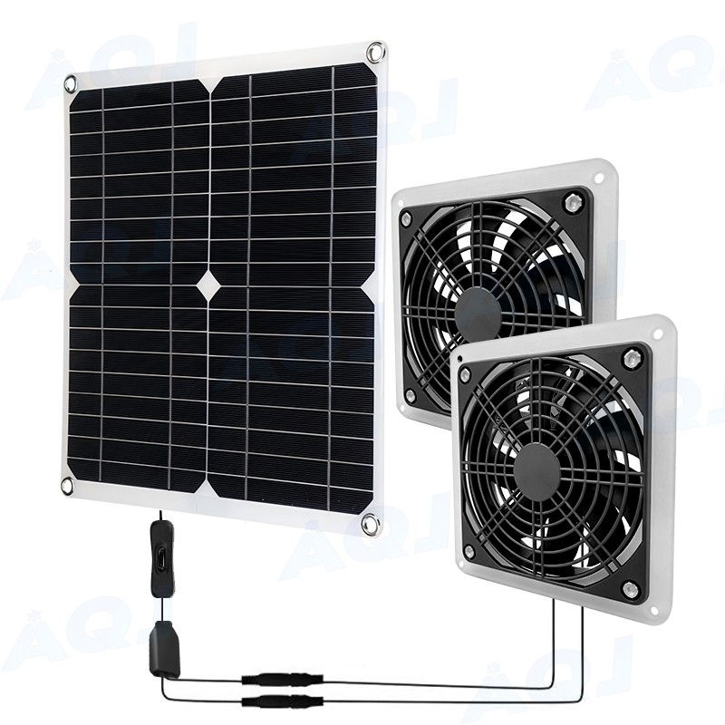 Solar Powered Ventilation Fan Kit 30W 18V Solar Exhaust Fan W/ Panel Greenhouse