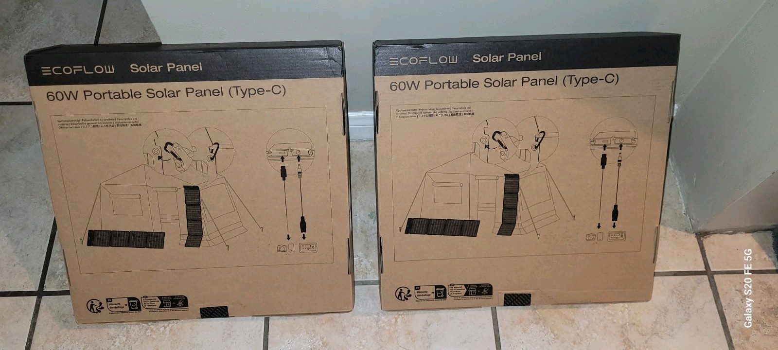 One Pair (2) 60 Watt Portable Solar Panels From Ecoflow