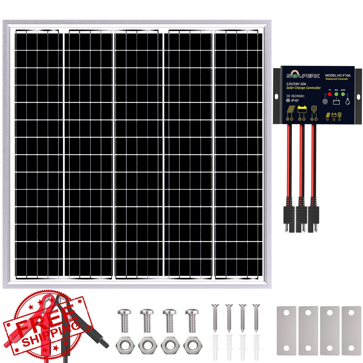 SOLPERK 50W 24V Solar Panel Kit w/ Controller