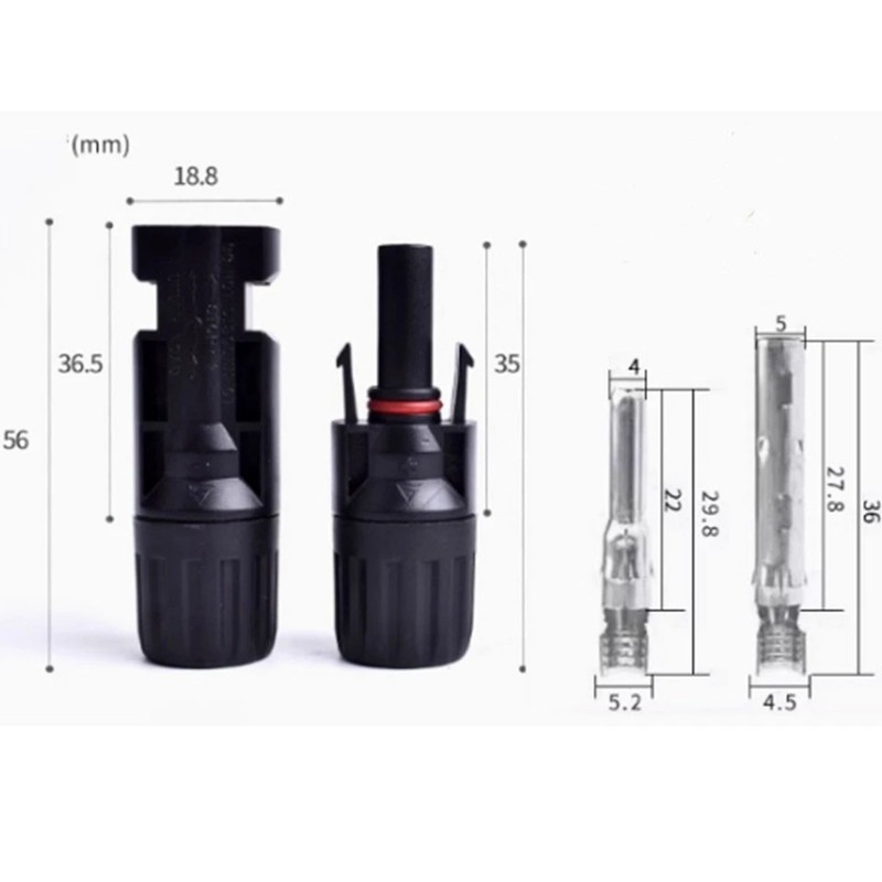 30A 1000V DC Solar Panel Cable Connectors For 2.5m㎡ 4m㎡ 6m㎡ IP67 20 Pairs