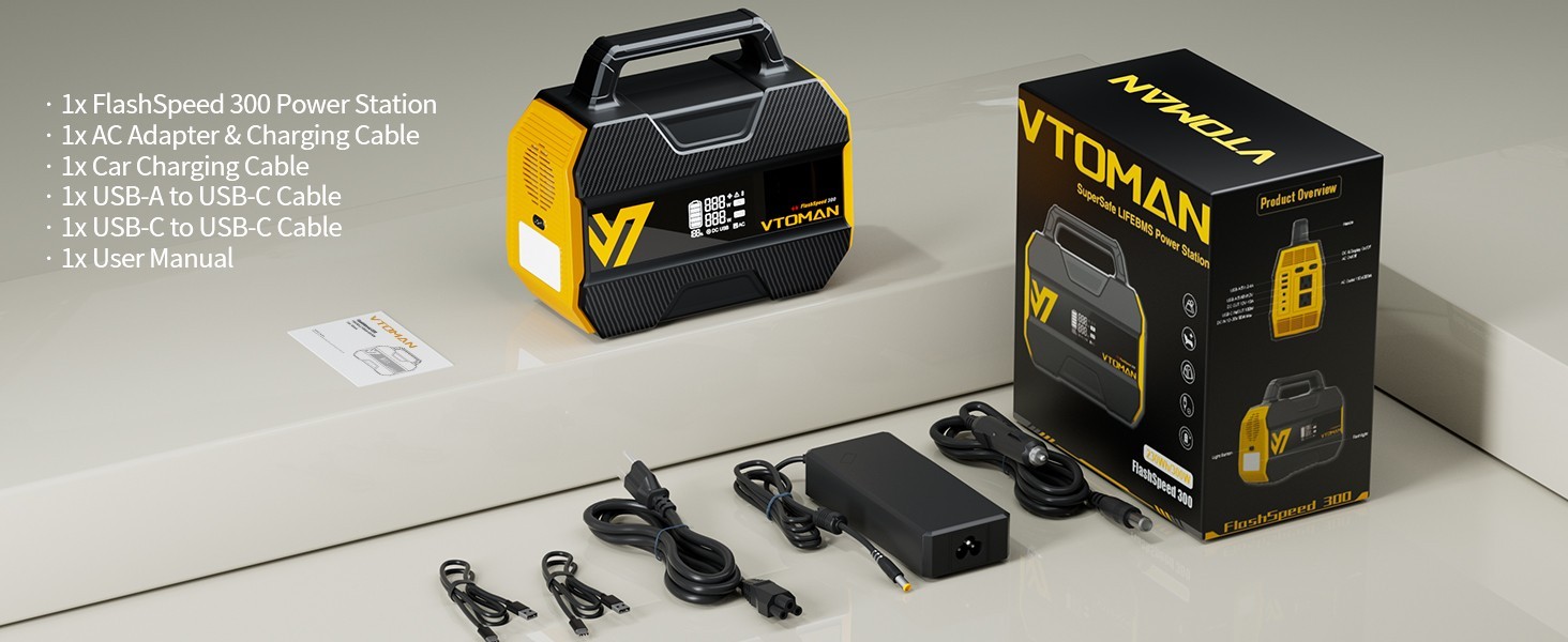 VTOMAN FlashSpeed 300 Power Station 300W 230Wh Solar Generator Camping Necessity