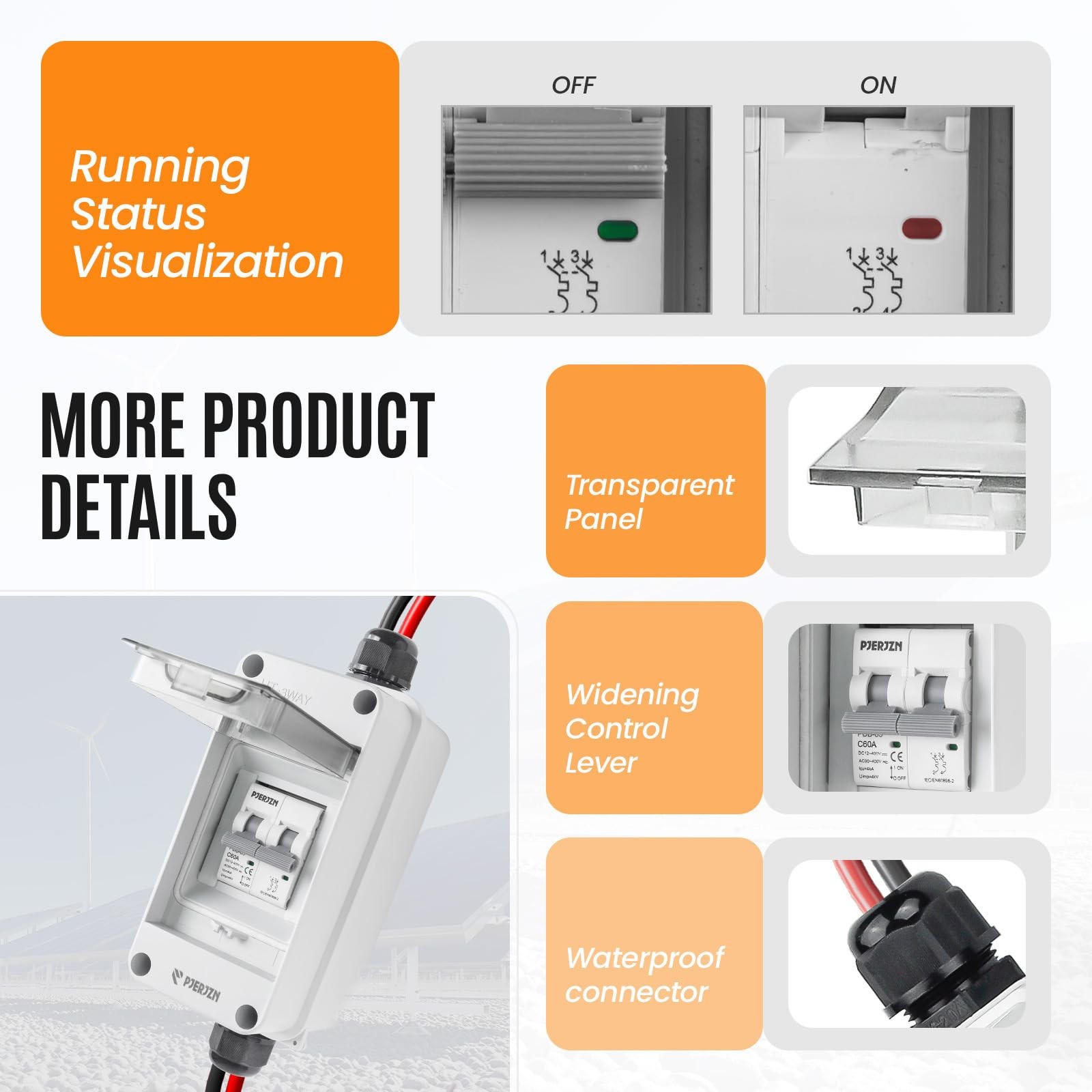 Solar Panel Disconnect Switch 400V DC/AC 60A PV Disconnect Switch Outdoor IP6…