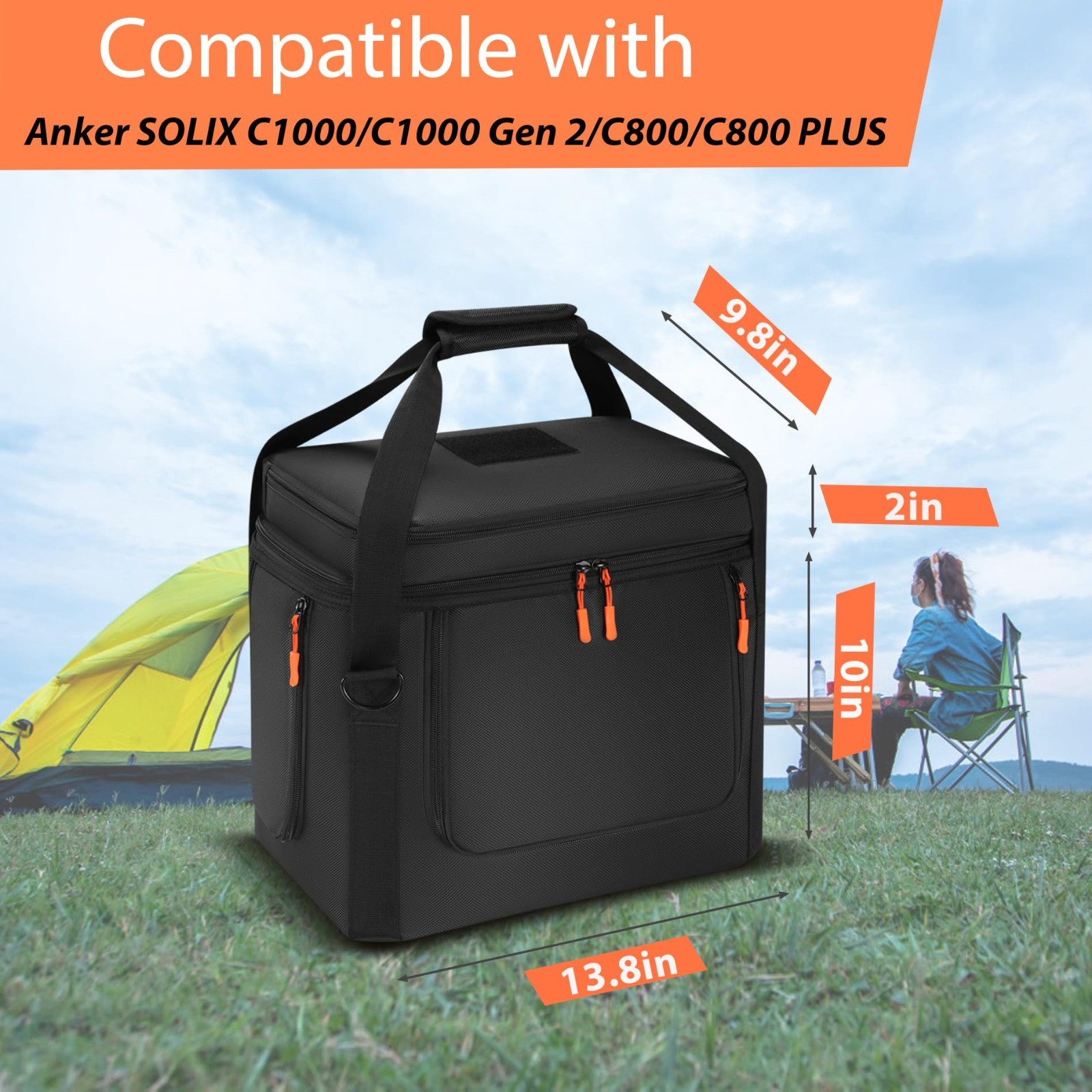 Portable Power Station Carrying Case, Shoulder Strap, Generator Cover for Outdoo
