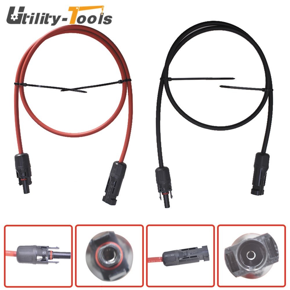 12/10 AWG 1 Pair Black + Red Solar Panel Extension Cable Wire Connector