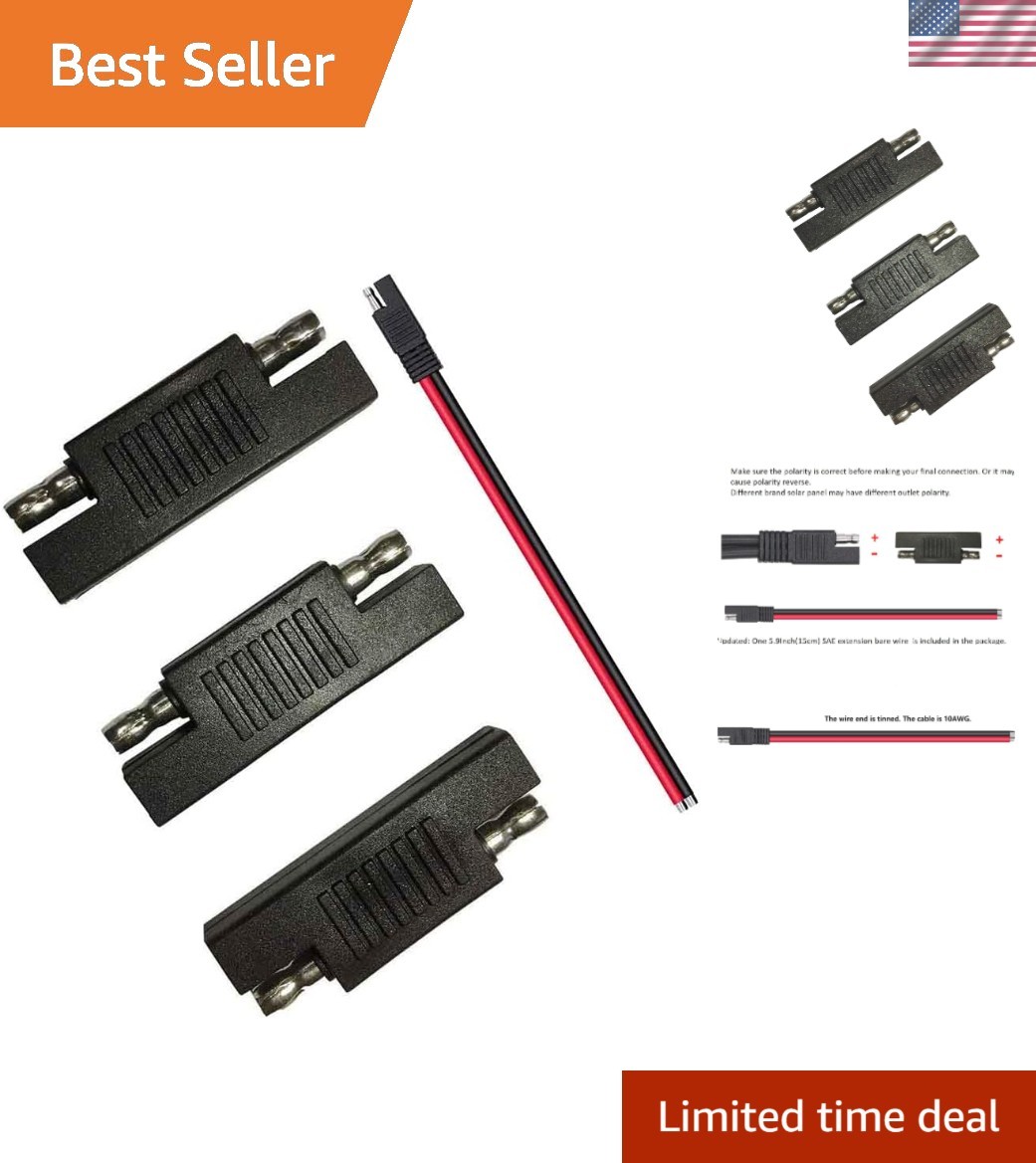 Lightweight SAE Polarity Connectors 3-Pack for Correcting Solar Charger Issues